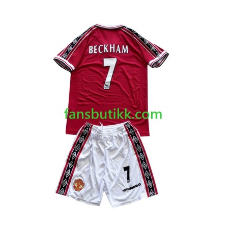 Fotballdrakt Manchester United Beckham 7 Barn Retro Hjemmetrøye 1998-1999 Kortermet